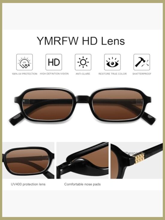Retro Rectangular Sunglasses Small Frame UV400 Protection Plastic main image 6